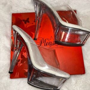 Pleaser KISS-201 Clear Platform Heels Size 10 Exotic Dance / Club Heels